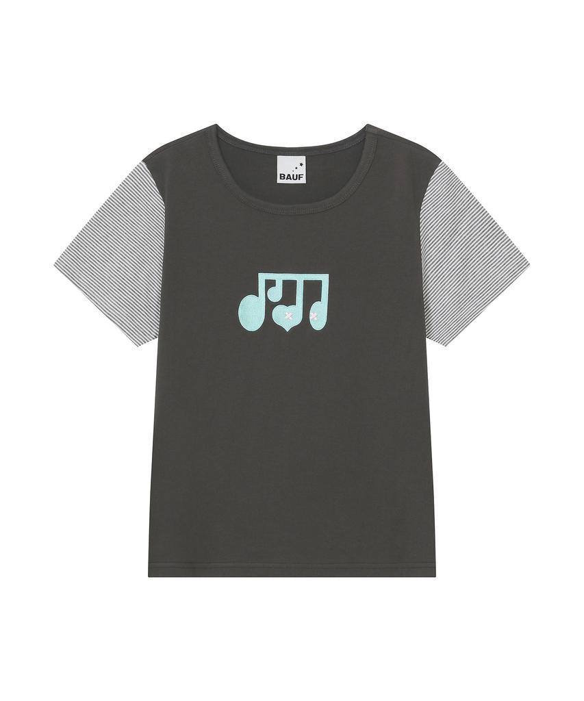 BAUF Layered Melody Boat Neck T-Shirt [Charcoal]