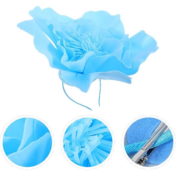 Alipis Large Flower Hairband Fascinator Hat Blue Eva Bridal Headband for Wedding Prom Banquet Floral Hair Accessory Women’s Special Occasion