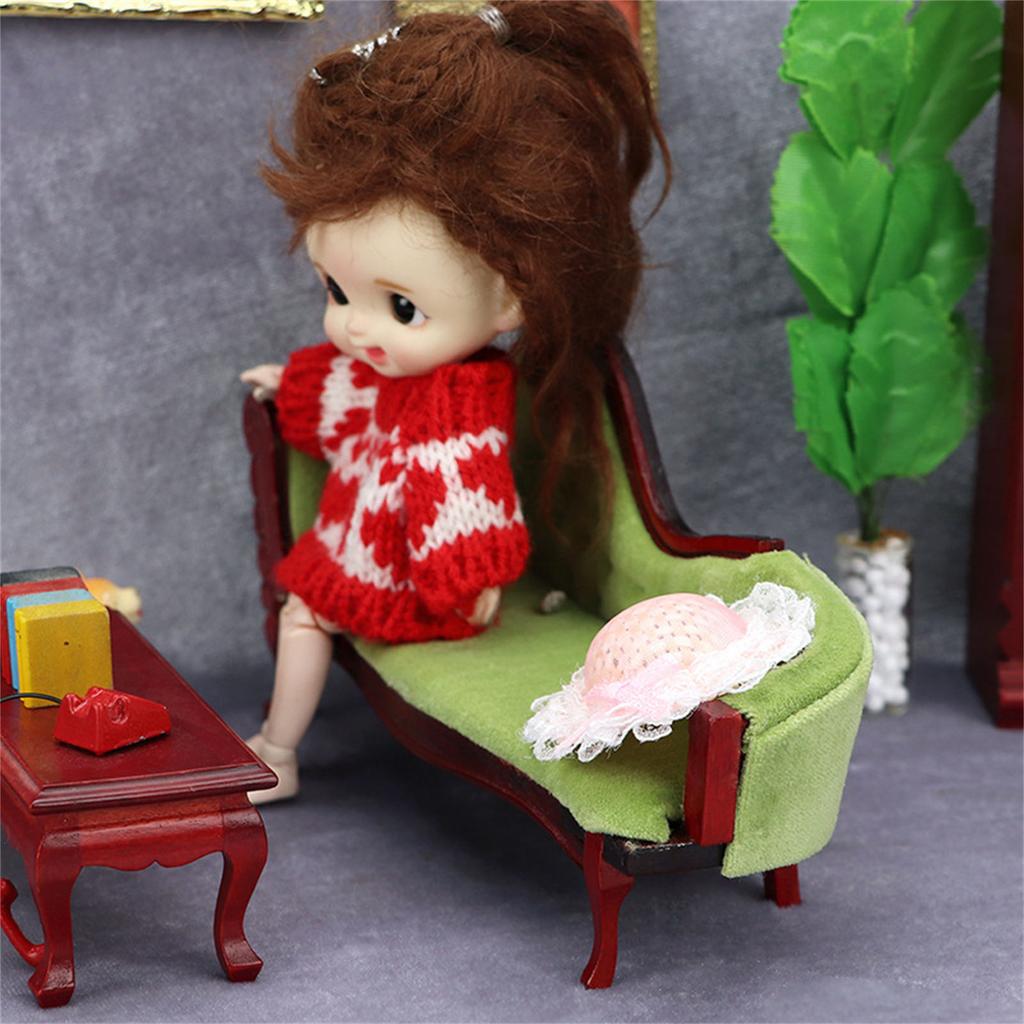 1:12 Dollhouse Miniature Wood Armchair Model Dollhouse Furniture Supplies