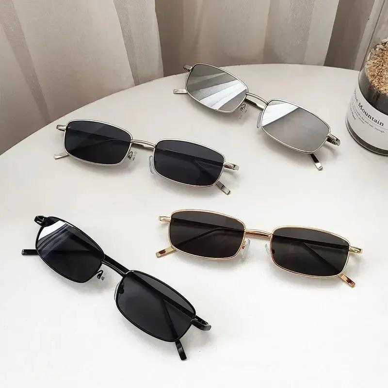 Fashion Small Rectangle Sunglasses for Men Women Square Driving Sun Glasses Luxury Brand Metal Frame Eyewear