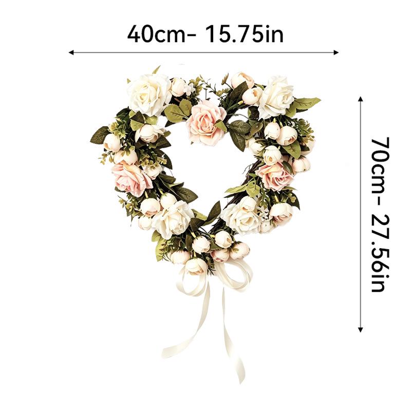 Heart-Shaped Valentine's Day Wreath - Wall & Door Decor for Wedding Celebrations
