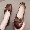 Summer Soft Leather Bow Women's Shoes Shallow Mouth Flat Sole Single Shoes Beef Tendon Soft Sole Small Leather Shoes Large Size Comfortable Work Shoes