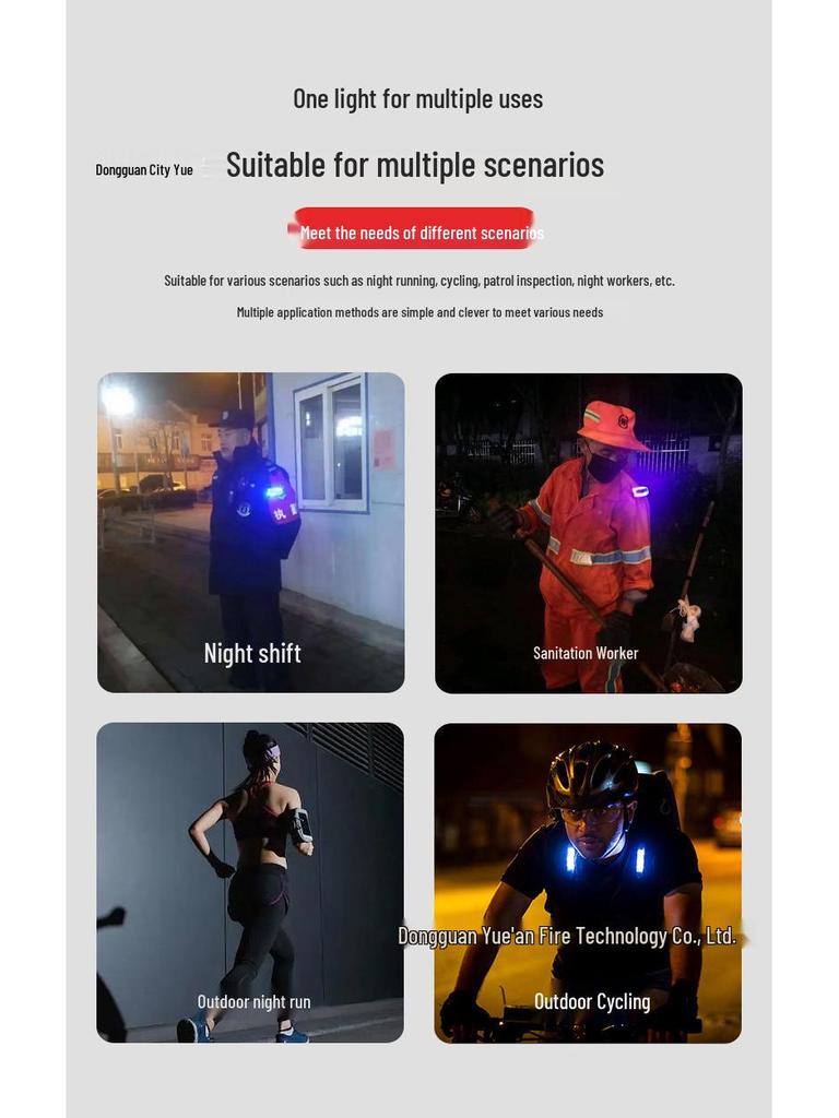 LED Red/Blue Flashing Security Shoulder Light - Clip-On Patrol Warning Light
