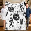 1 Halloween-themed White Blanket with Ghost Patterns, Suitable for Sofas, Beds, Offices, and Other Areas, Usable Year-round.
