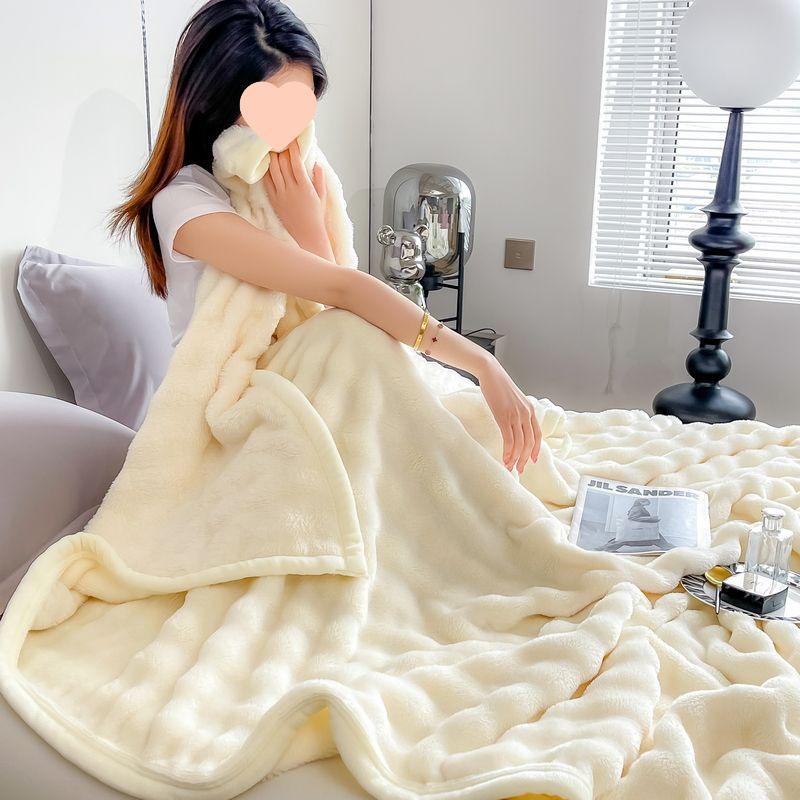 

Зимовий товстий двошаровий плюшевий котячий плед з кролячого хутра - Вітрозахисний, не линяє, з молочного оксамиту для затишних дрімів у гуртожитку