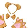 4 Pieces Animals Costume Set Animal Headband Gloves Bowtie and Tail for Stage Performance