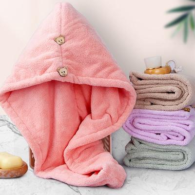 Pflegekappe mit Knopf Mikrofaser Haarhandtuch Super Saugfähiges Haarhandtuch Wickel Schnelltrocknende Haarwickel Damen Badezimmerzubehör