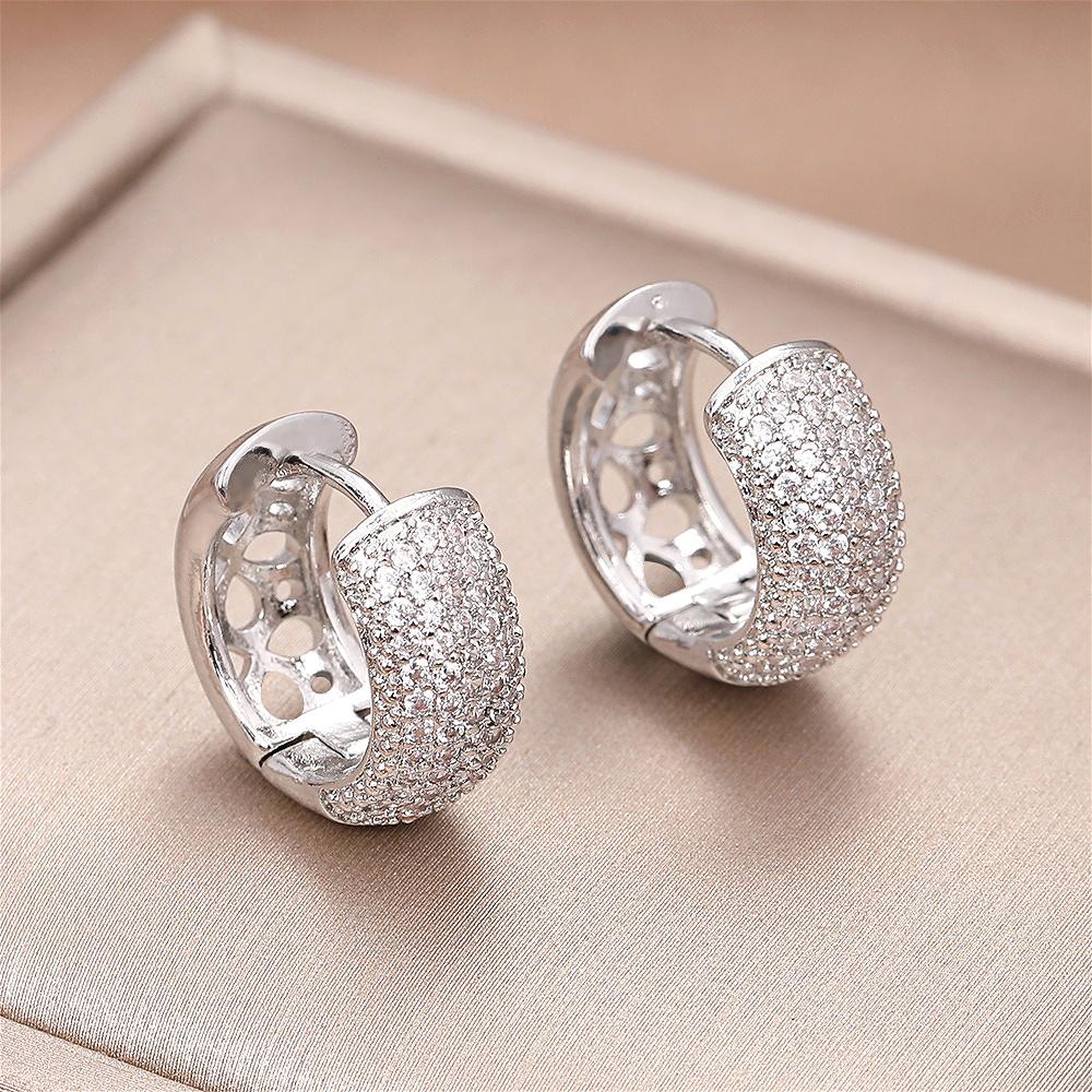 925 Silver Cubic Zirconia Earrings For Women Vintage Designer Small Round Cilcle Earrings Party Hypoallergenic Jewelry