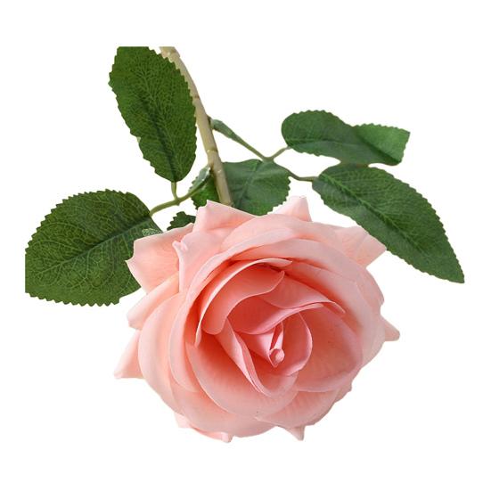 Artificial Rose with Green Leaves Realistic Fake Flower Stem Home Office Wedding Party