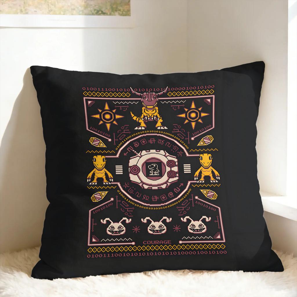 Pillow Cover Anime D-DigimonS Novelty Pillow Case For Sofa Couch Bed Living Room Pillowcases