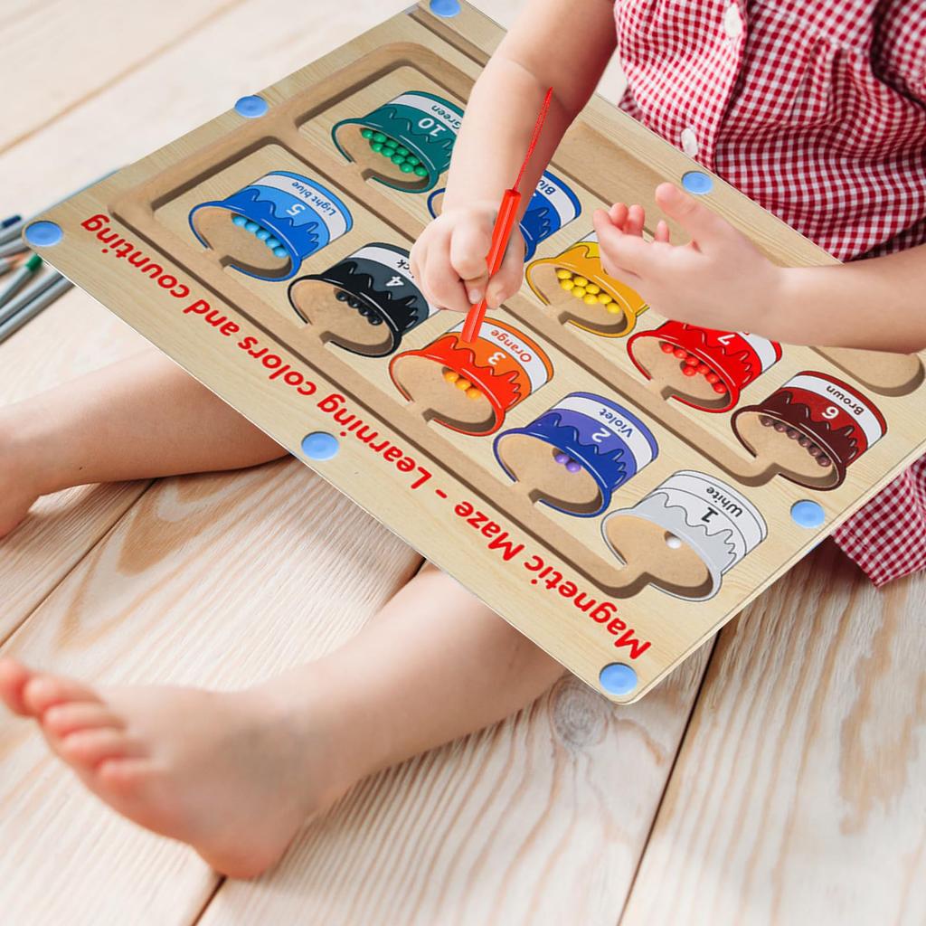 Montessori Educational Toy, Magnetic Maze Board, Finger Training, Wooden Toy, Color Sorting Game, Finger Play, Color Play, Educational Board Game,