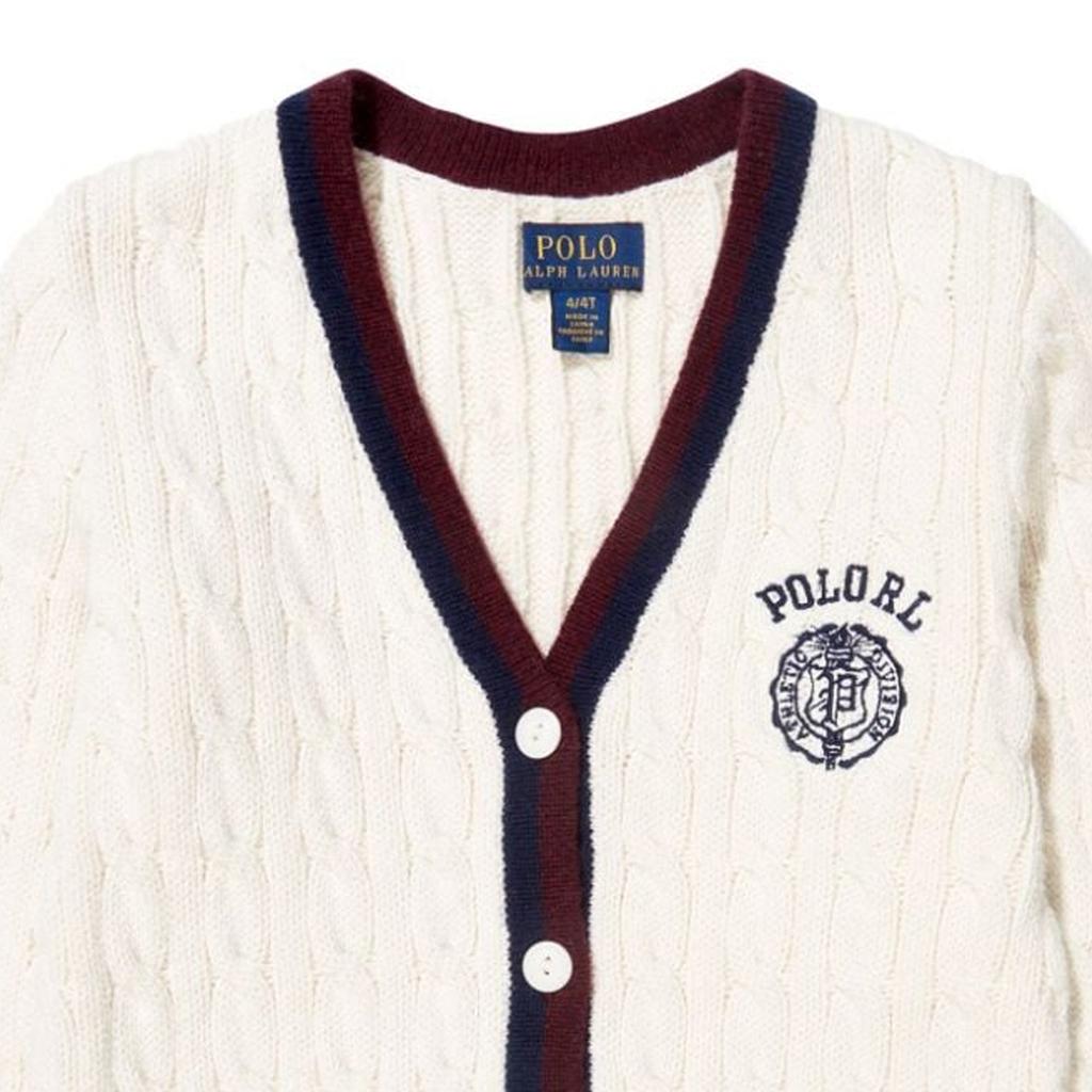 Polo Ralph Lauren Sweater Kids Letter Logo Embroidery Cable Knit Cardigan Kids sweaters Off-White 313916555-001