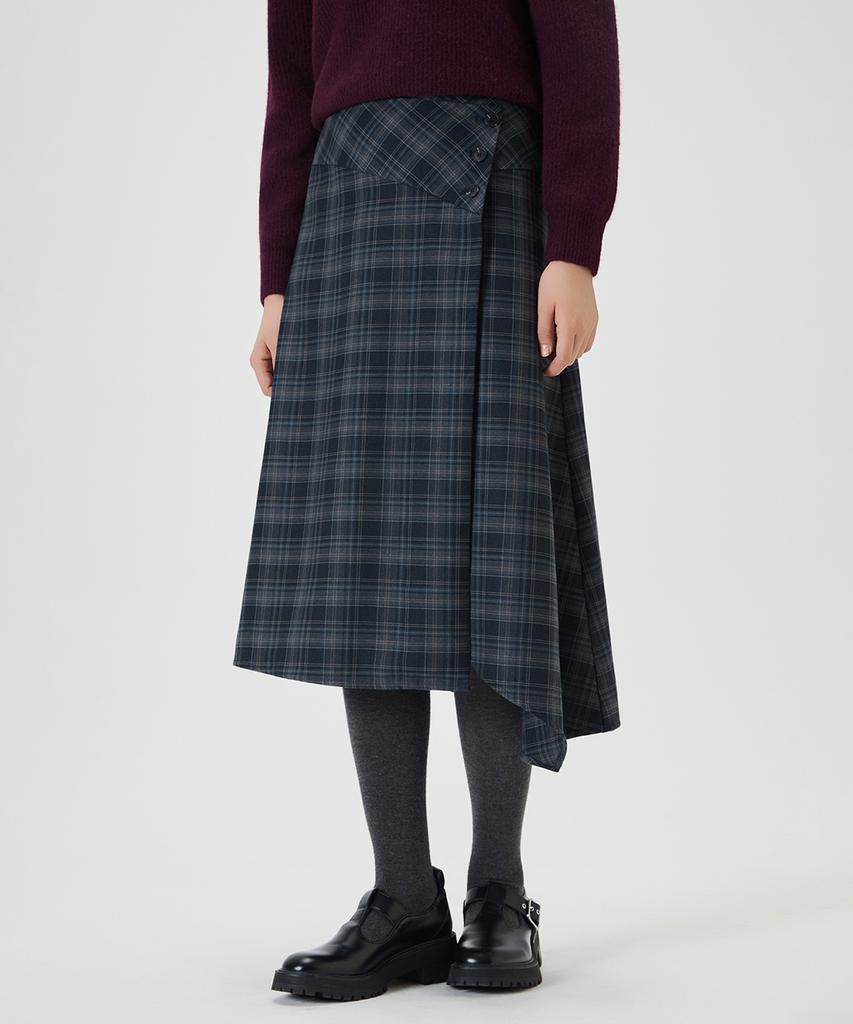 MIXXO Check Asymmetrical Skirt_Miwwhg326B