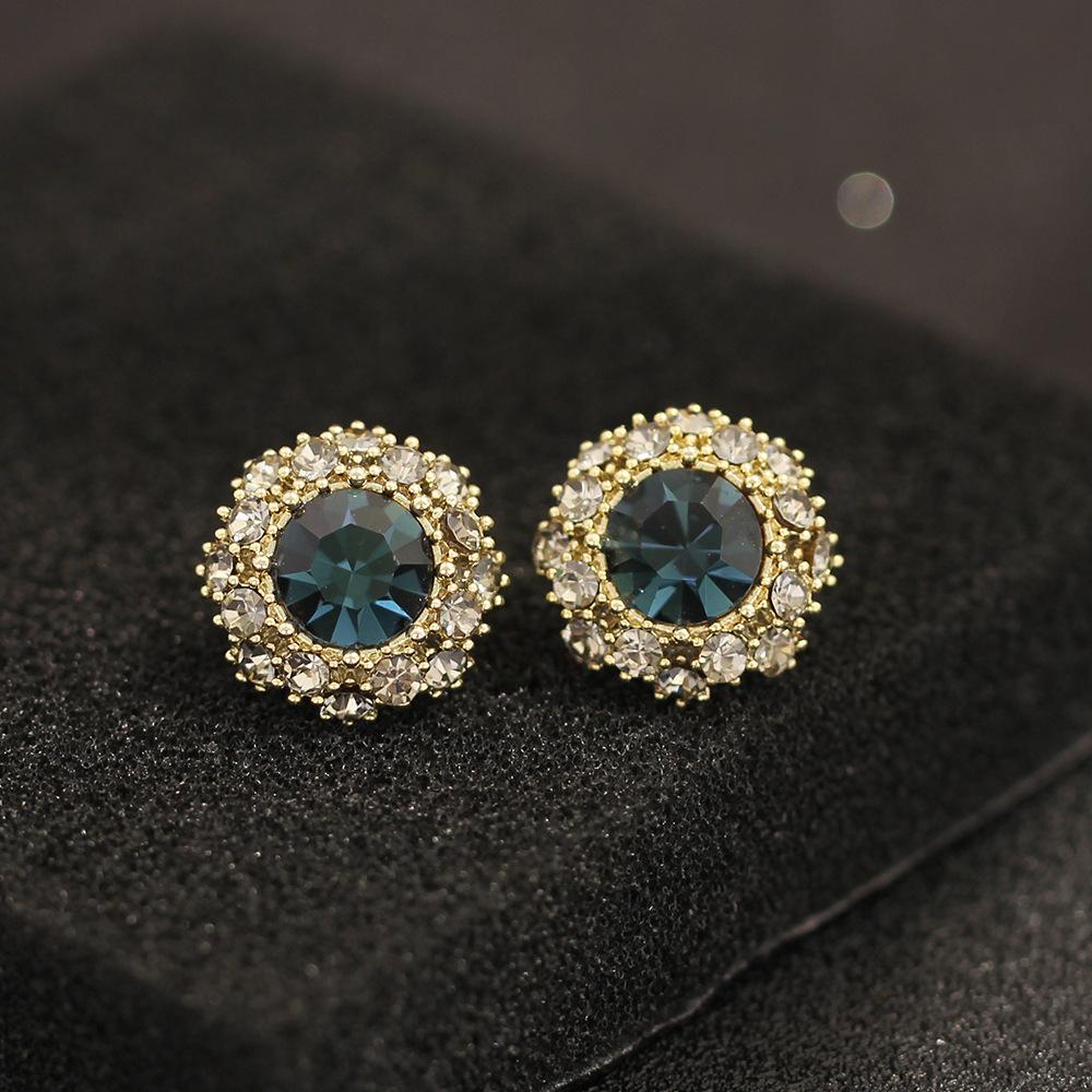 Трехцветные ретро и старинные гальванизированные серьги-клипсы с цветами и стразами, красные, синие и фиолетовые, классические универсальные серьги-клипсы без прокола, женские серьги.