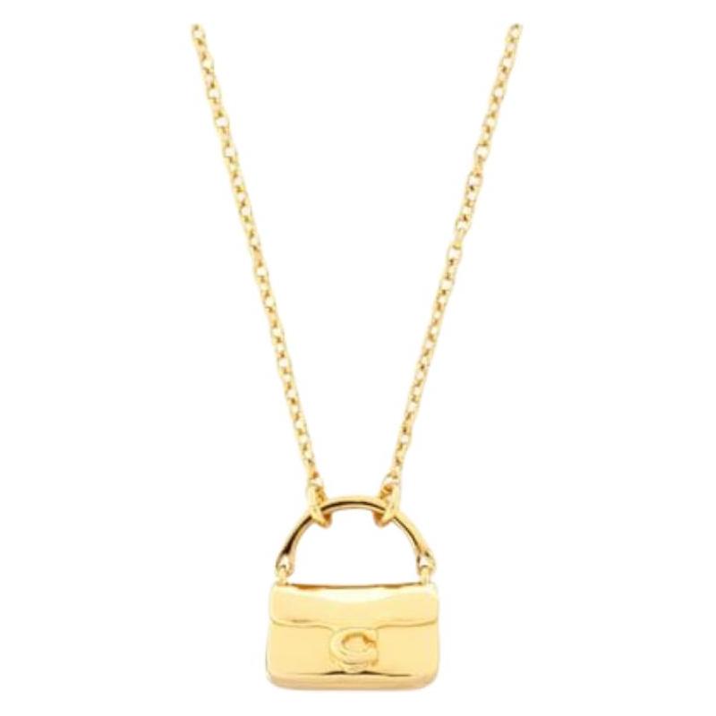COACH Solid Color Design Brass Necklace Women s Gold