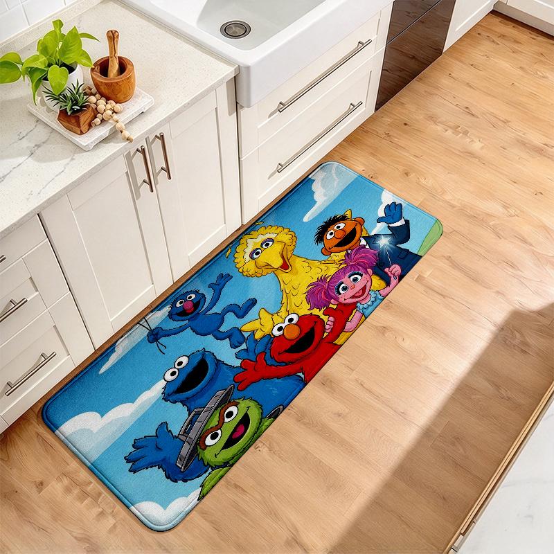 Sesame Street4 Flannel Kitchen Mat Christmas Soft Area Rug Non Slip Floor Carpet Home Decoration