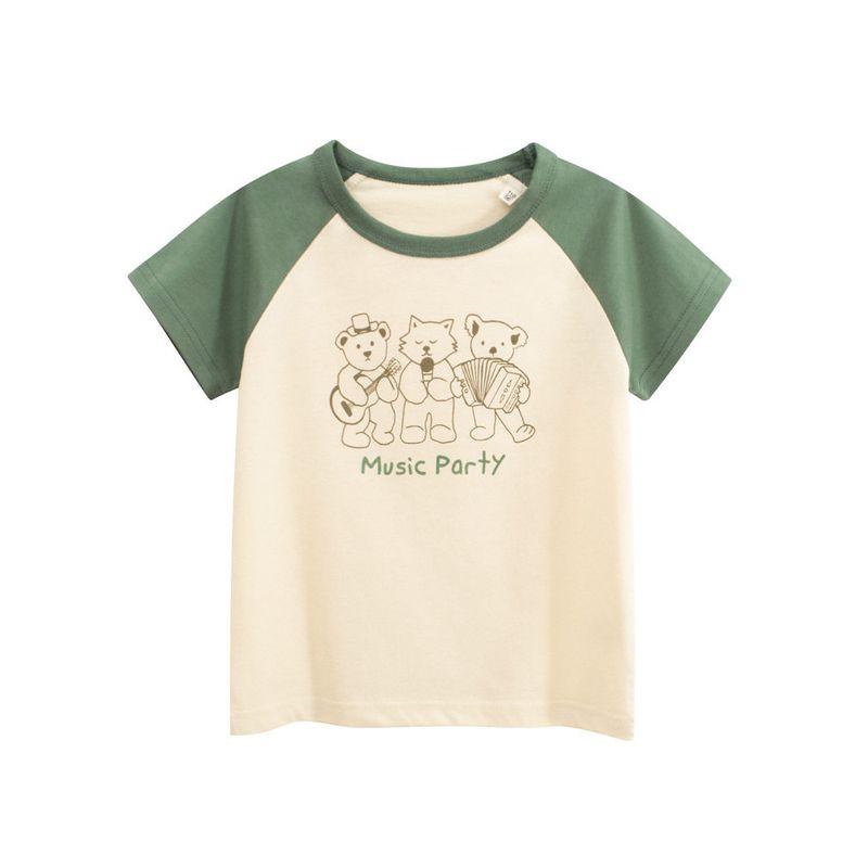 Foreign Trade Children's Pure Cotton Short-Sleeve T-Shirt New Style for Young Children Summer Baby Clothes Thin Style Girls' Cartoon Top Ins