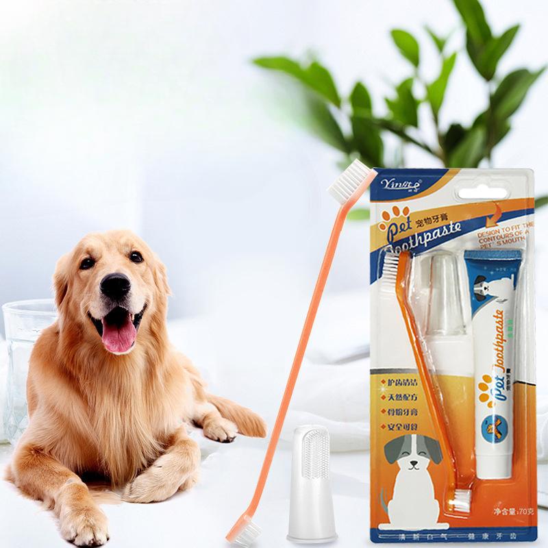 Pet Toothpaste and Toothbrush Set, Dog Oral Hygiene Care, Cat Fresh Breath Toothpaste and Toothbrush