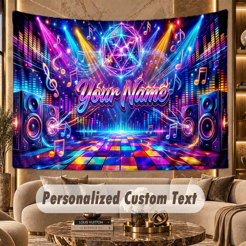Neon Abstract (73) Theme Wall Tapestry Customized With Name Text Personalized Hanging Tapestry For Bedroom Living Room Decor