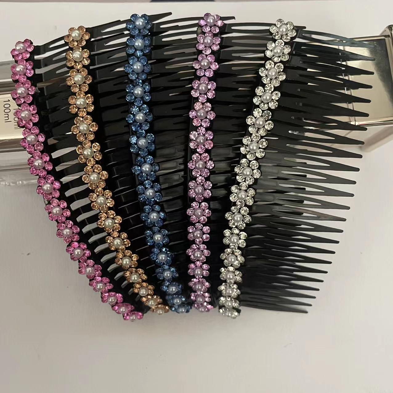 

Tidy Up Large Plum Blossom Rhinestone Non-Slip Hair Comb for Bangs & Back of Head