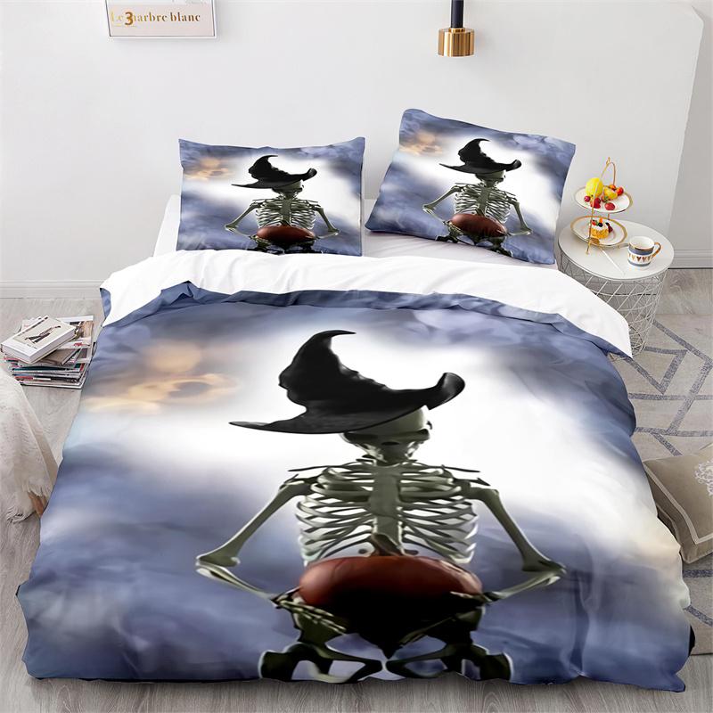 Halloween Pumpkin  Horror Festival Bat Bedding Set Boys Girls Twin Queen Size Duvet Cover Pillowcase Bed Kids Adult