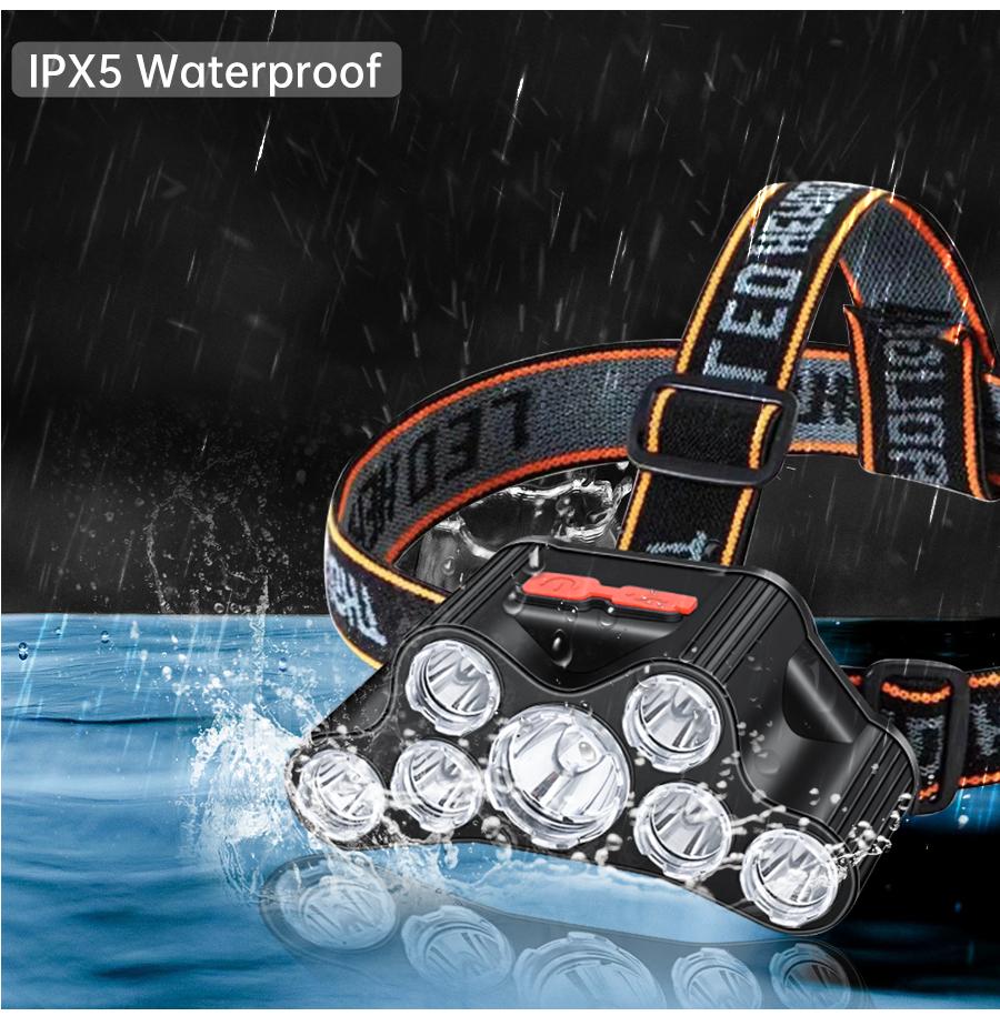 7LED Powerful Rechargeable Head Flashlight High-bright Headlamp Outdoor Waterproof Camping Hunting Hiking Adventure Headlights