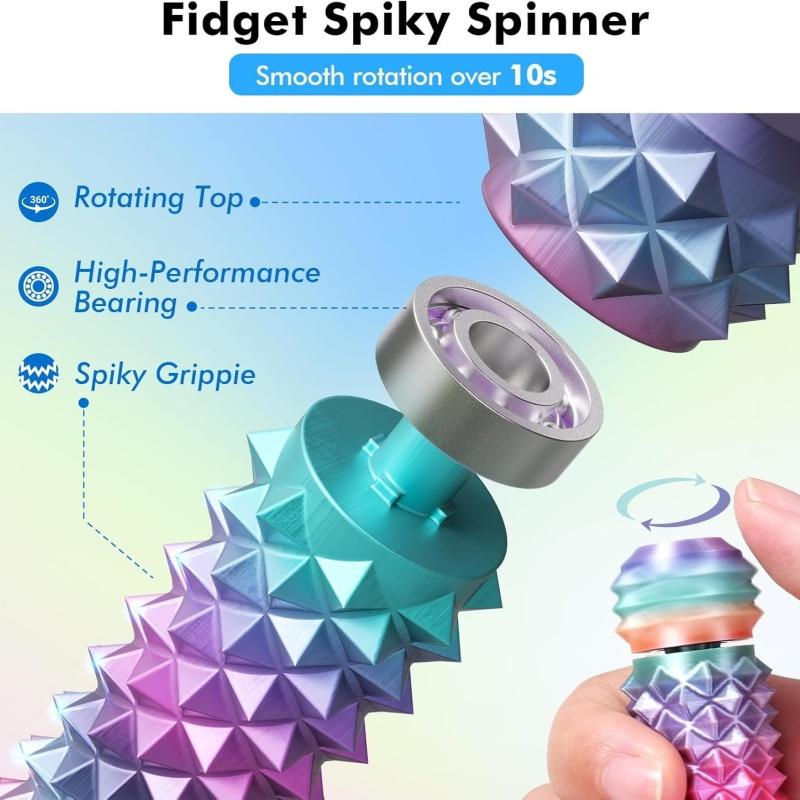 Pain Stim Fidget for Stress Relief 3D Printed Rotating Spiky Grippie Fidget Sensory Toys for Stress Desk Office