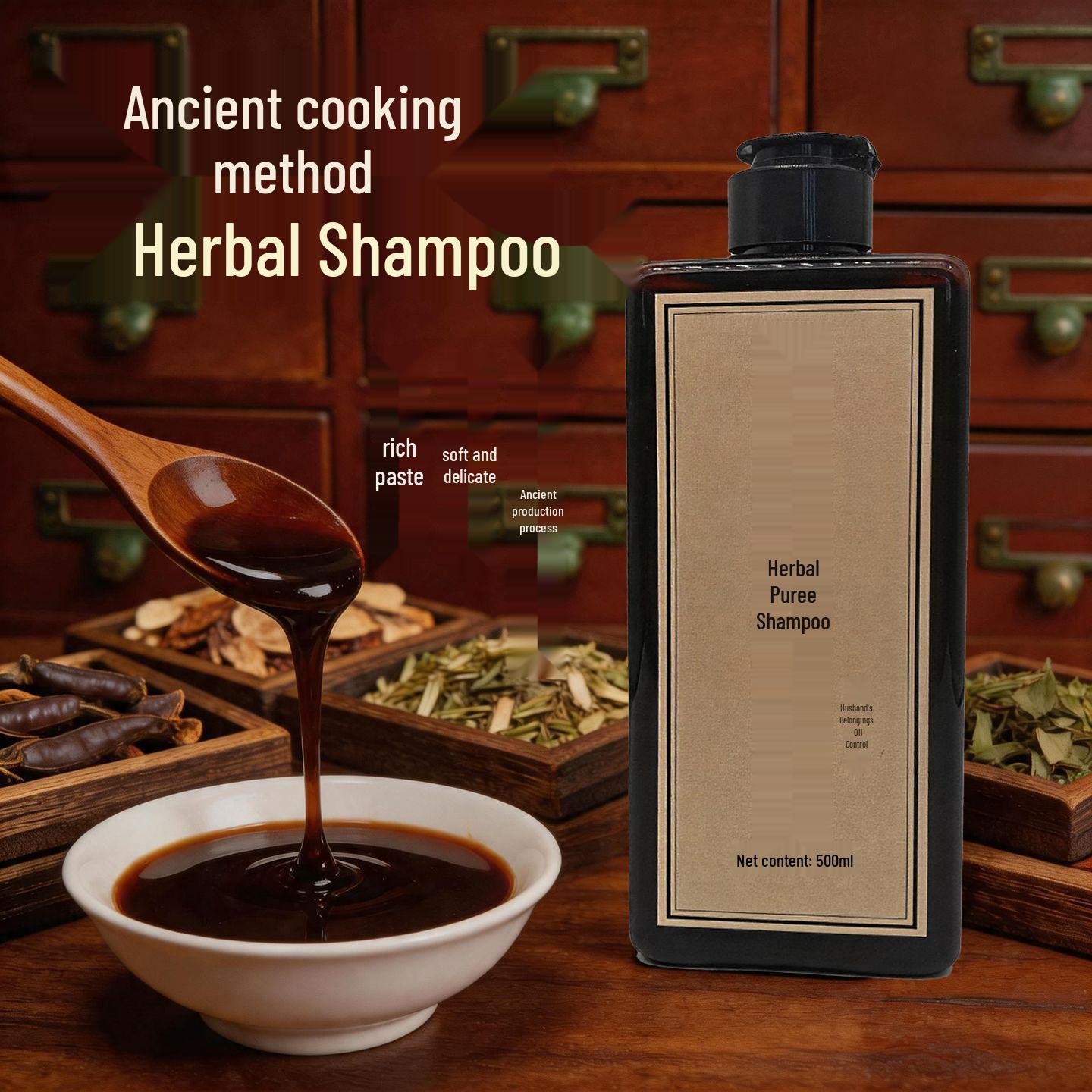 Ancient Herbal Pulp Shampoo: Hand-Boiled with 14 Plants for Instant Hair Care Herbal Shampoo хаки