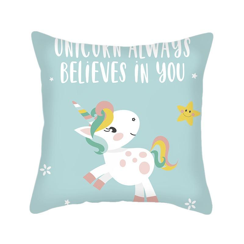 Unicorn Pillowcase 40x40cm Linen Cushion Cover, Unicorn Gift for Girls Or Boys Throw Pillow Covers Decorative Pillows