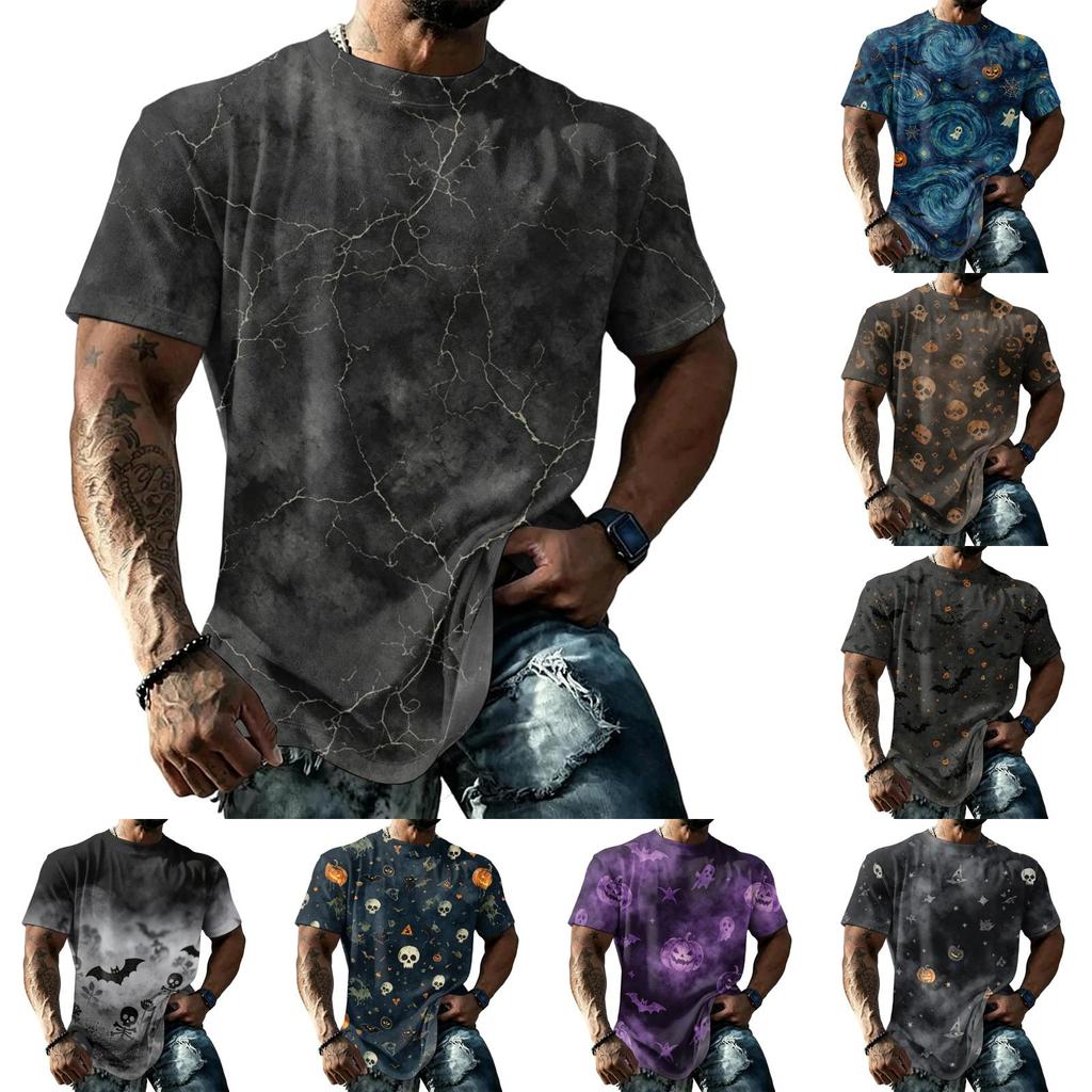 Men's Halloween Printed Short Sleeve T Shirt Loose Fit Casual Summer Daily Wear Top Comfortable Breathable Fabric Unique Graphic Design