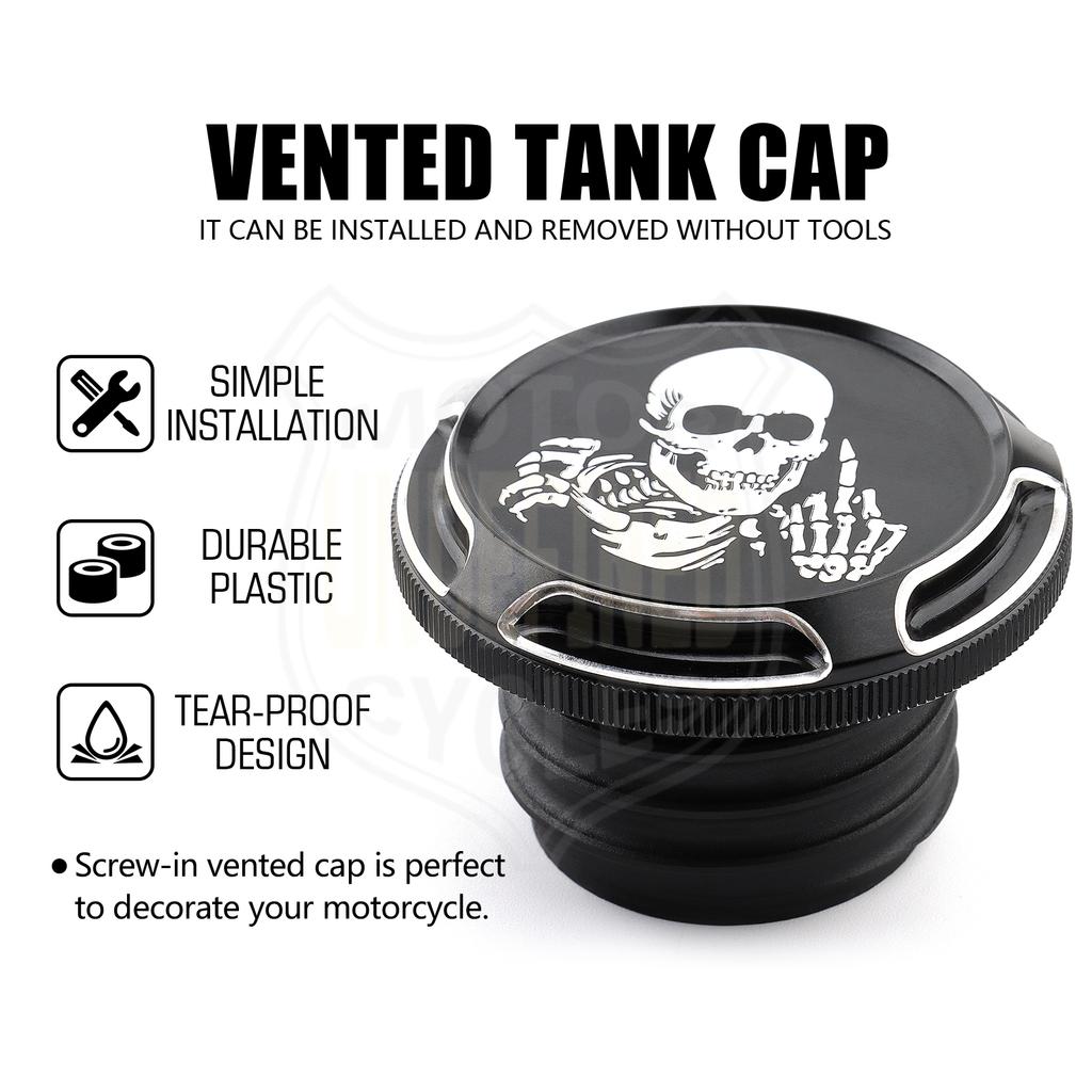 Motorcycle Skull Fuel Tank Gas Cap Cover Vented For Harley Dyna FXD Softail FLST Touring Street Electra Glide Road King 96-2022