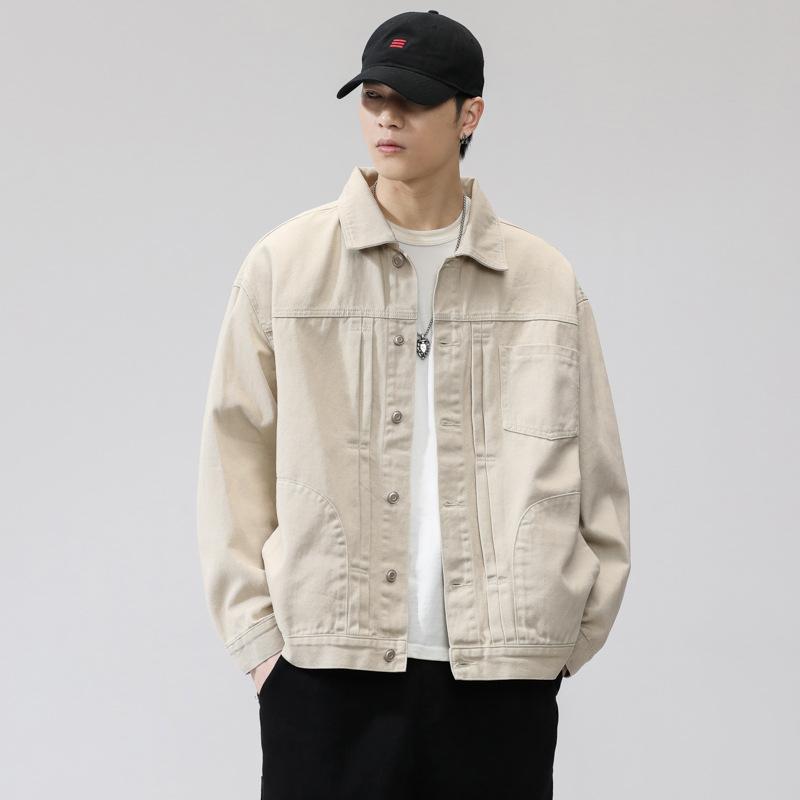 Denim Jacket Men's New Spring Fashion Brand Hong Kong Wind Trend Cargo Loose Casual Coat Fashion Everything Top