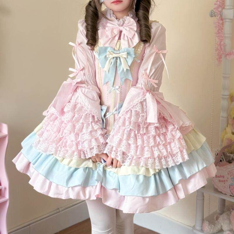 Artículos Originales Genuinos Primavera y Otoño Talla Grande Lolita Camisa Manga de Ji Grande con Sensación de Muñeca Elegancia Hermosa Blusa Femenina para Mujeres de Figura Completa