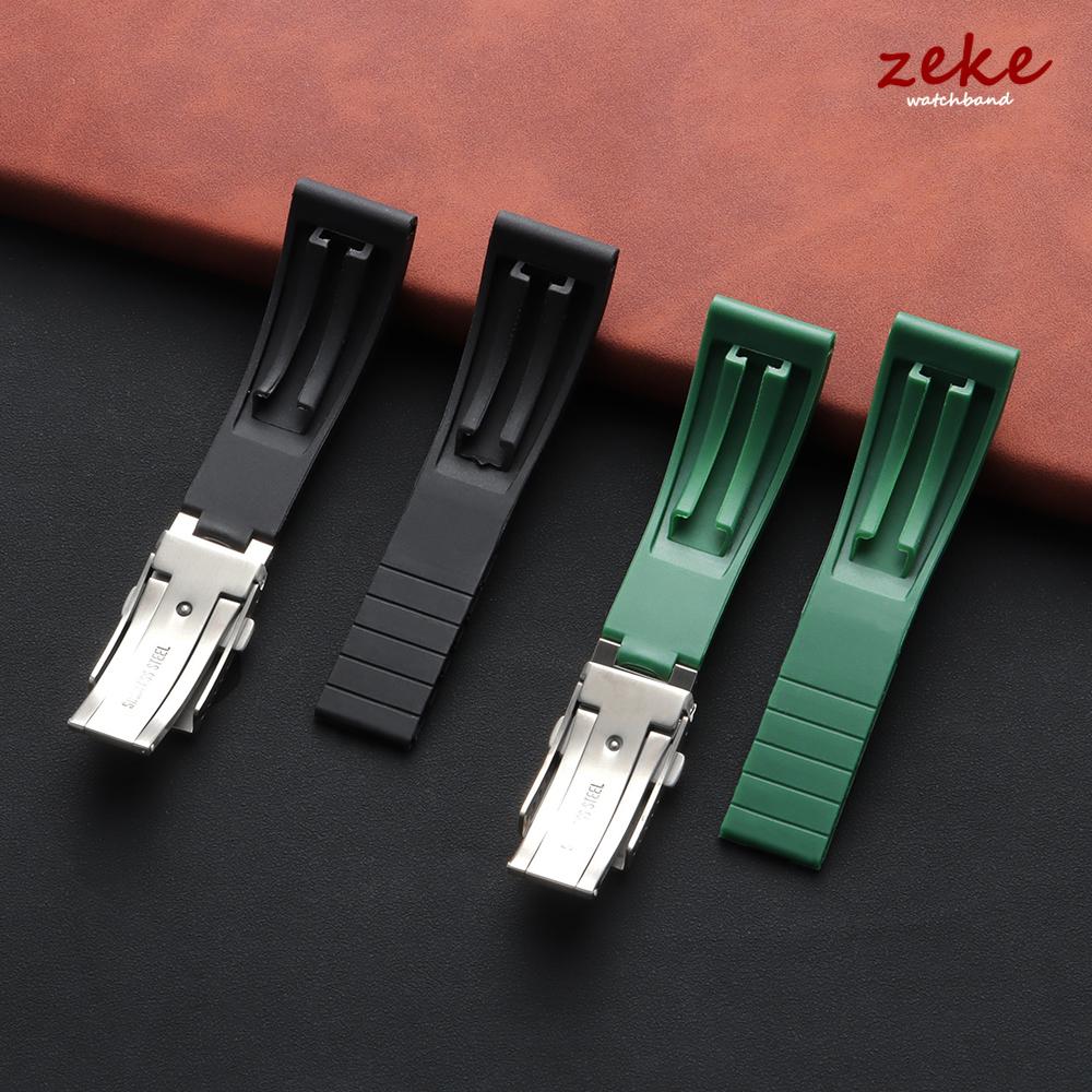 Silicone Watch Strap 20mm for Rolex for Water Ghost Green Waterproof Rubber Watch Band Solid Adjustable Folding Buckle Bracelet