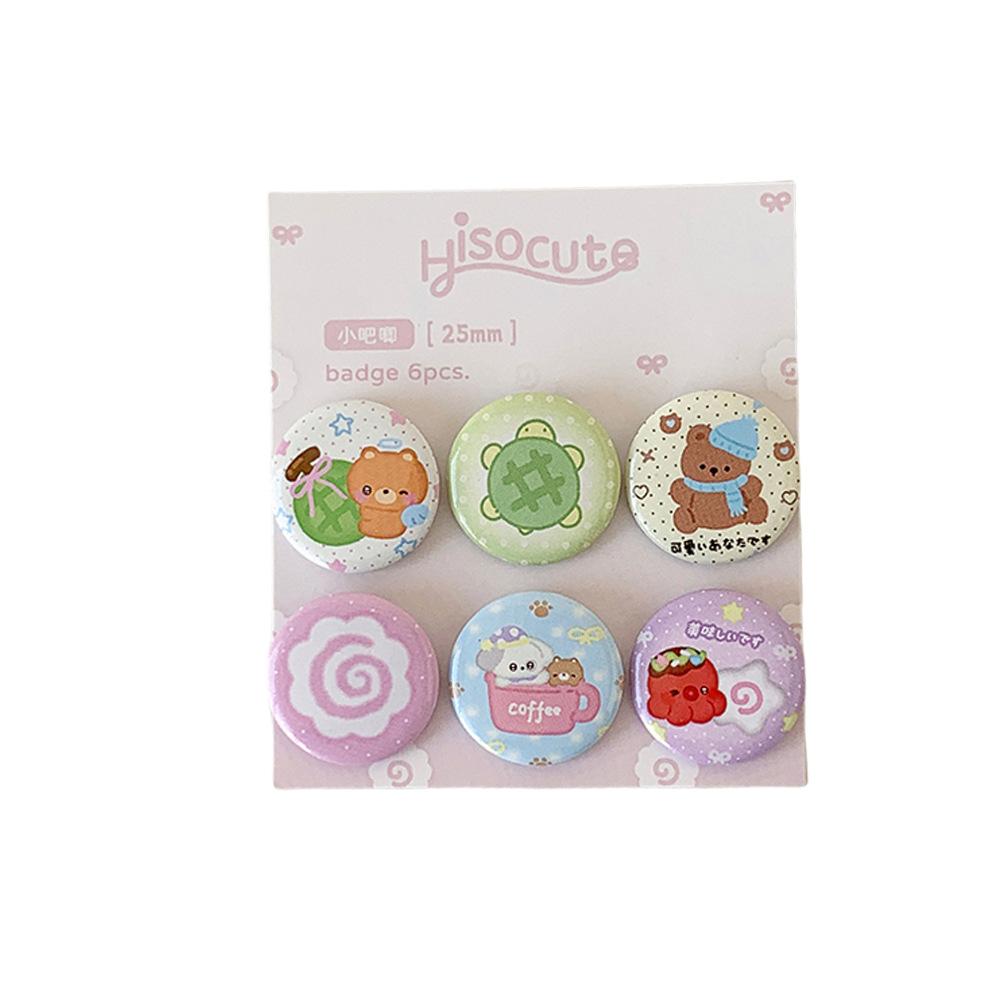 6Pcs/set 25mm Mini Cute Cartoon Badges Pin Decoration for Girl Shopping Handbag Backpack Hat Korean Ins-style Kawaii Anime Pins