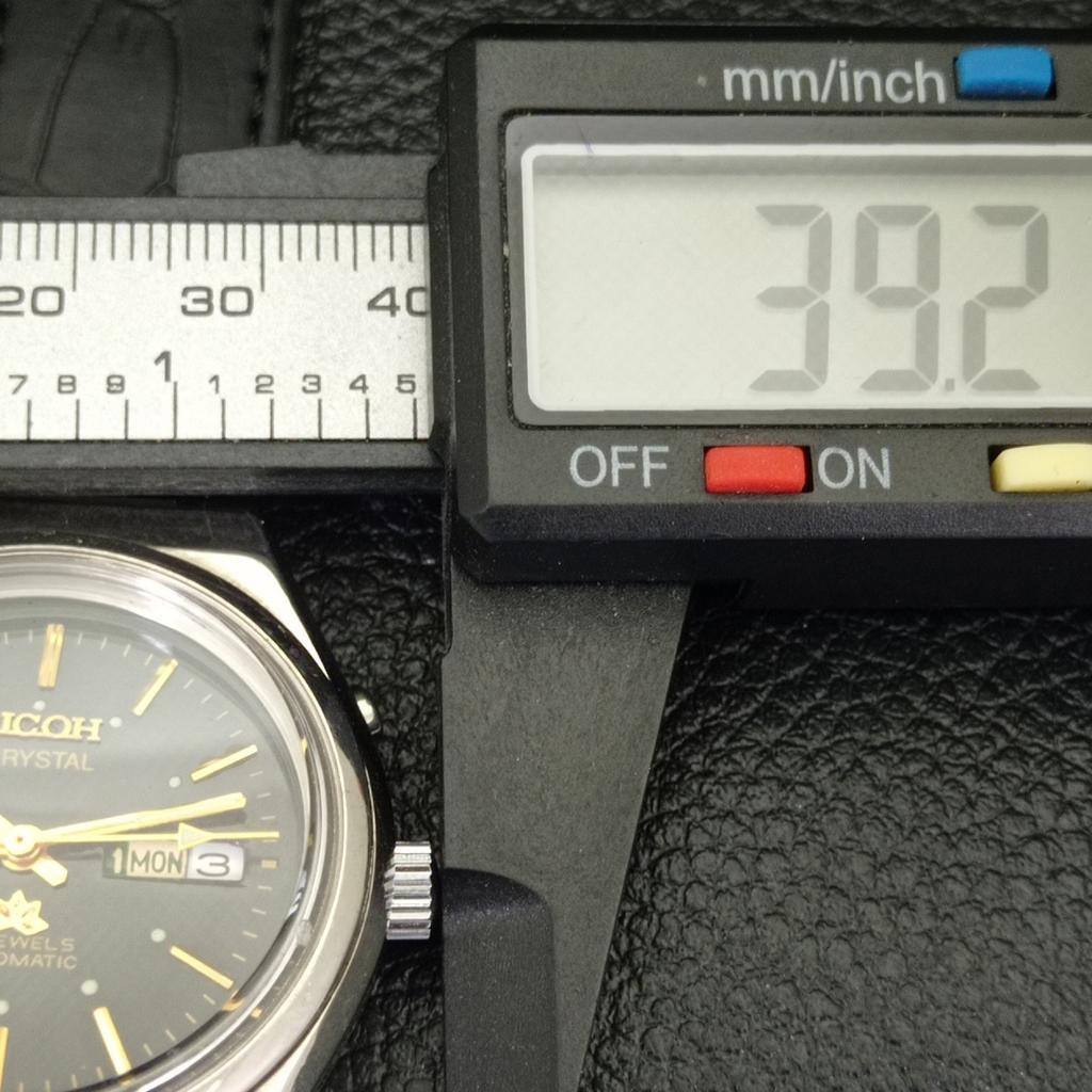 USED MENS RICOH R31 AUTOMATIC JAPAN DAY&DATE BLACK COLOR DIAL WATCH A433085-2 R114-a433085