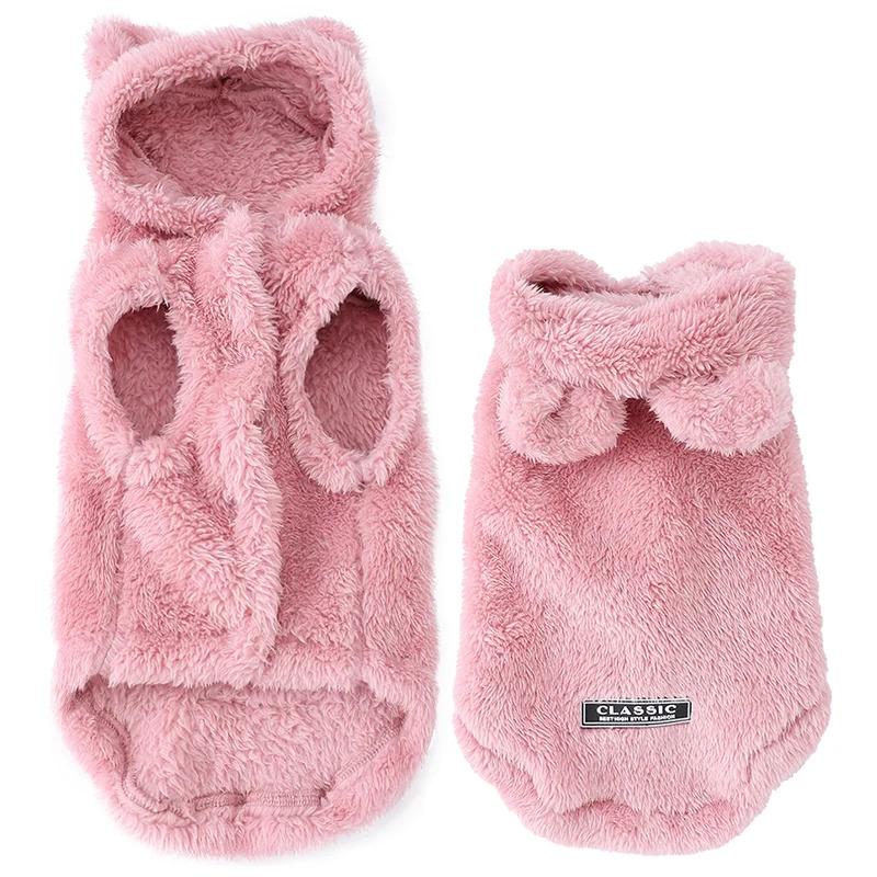 Caldo Cappotto di Peluche per Cane con Orecchie da Coniglio Autunno Inverno Abbigliamento per Animali Domestici per Cani Piccoli Medi Cucciolo Chihuahua Gatto Costume Carino Morbido