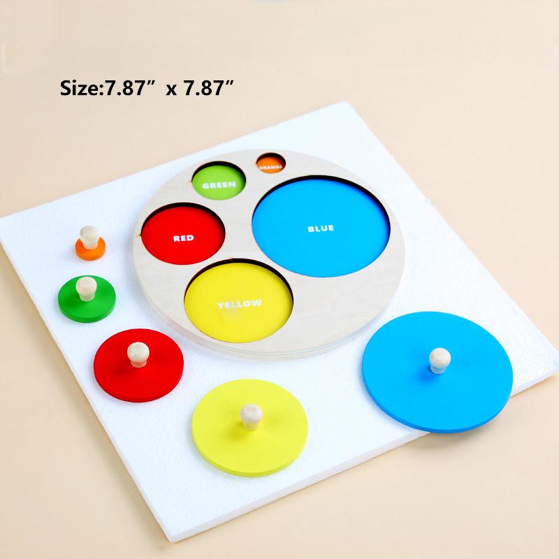 Dřevěná Montessori geometrická vkládačka s kolíčky, Senzorická hračka pro rané vzdělávání batolat, Hračky na třídění tvarů a barev pro miminka
