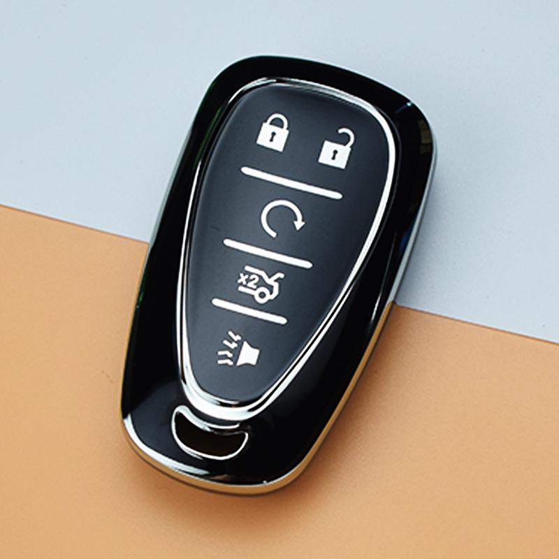 

4/5 кнопок New Silver Edge Car Key Case Cover Fob для Chevrolet 2017-2019 Chevy Malibu Camaro Cruze Traverse Sonic Volt Bolt Equinox 5Button key case чорний