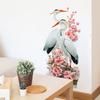 Chinese Style Floral Bird Egret Peach Blossom Wall Sticker Self-Adhesive Removable Living Room Bedroom Hallway Background Wall Home Decor Art