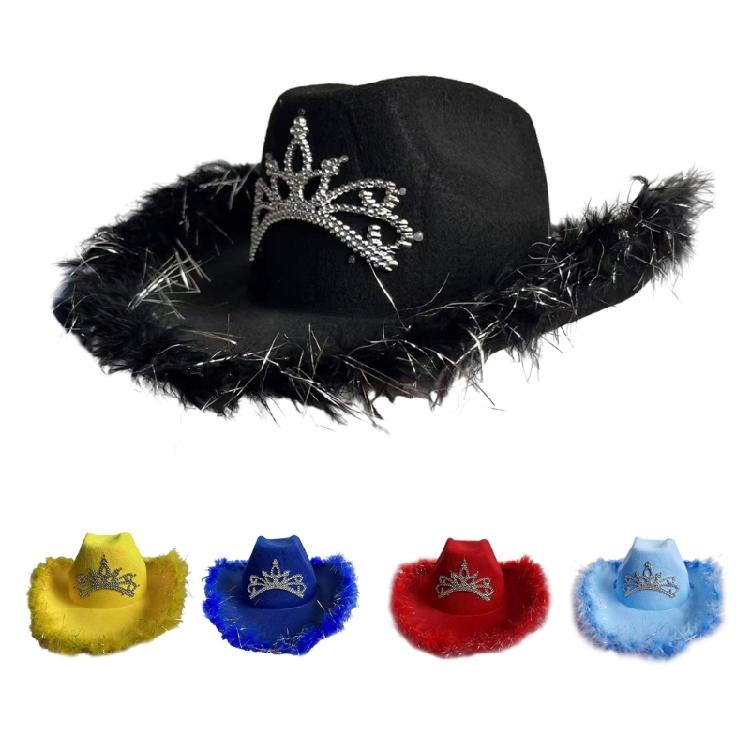 Breathable Plush Trim Cowboy Hats for Woman Male Sunproof Windproof Cowboy Hats