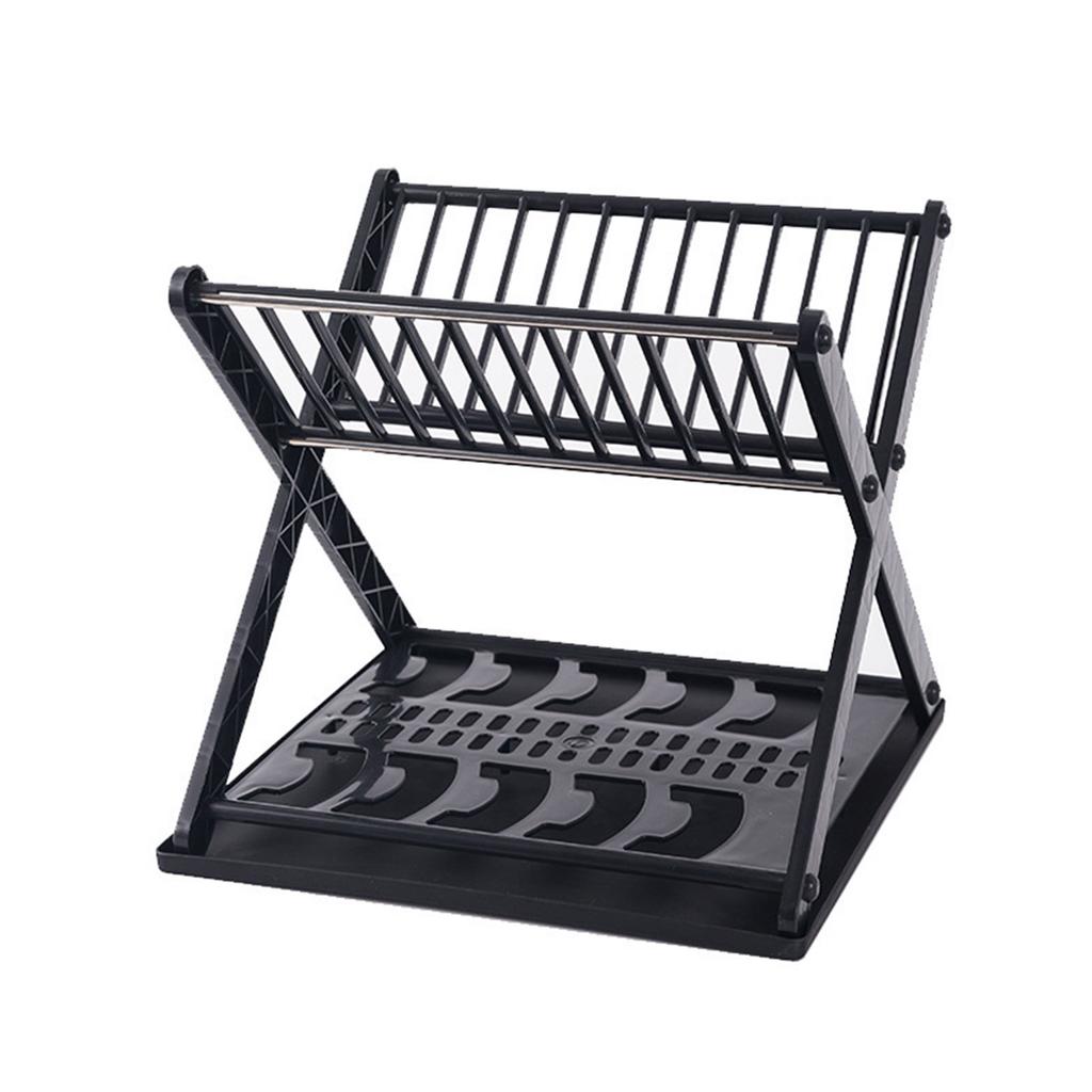 Double Layer Bowl Rack Multifunctional Dish Drying Rack Stainless Steel Dish Drainer for Kitchen Counter