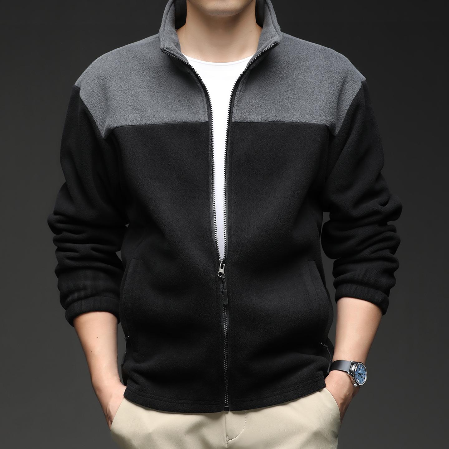 

Autumn Winter Fleece Hoodies Long Sleeved Double-Sided Warm Comfortable Patchwork Cardigan Hoodie Jacket 4XL