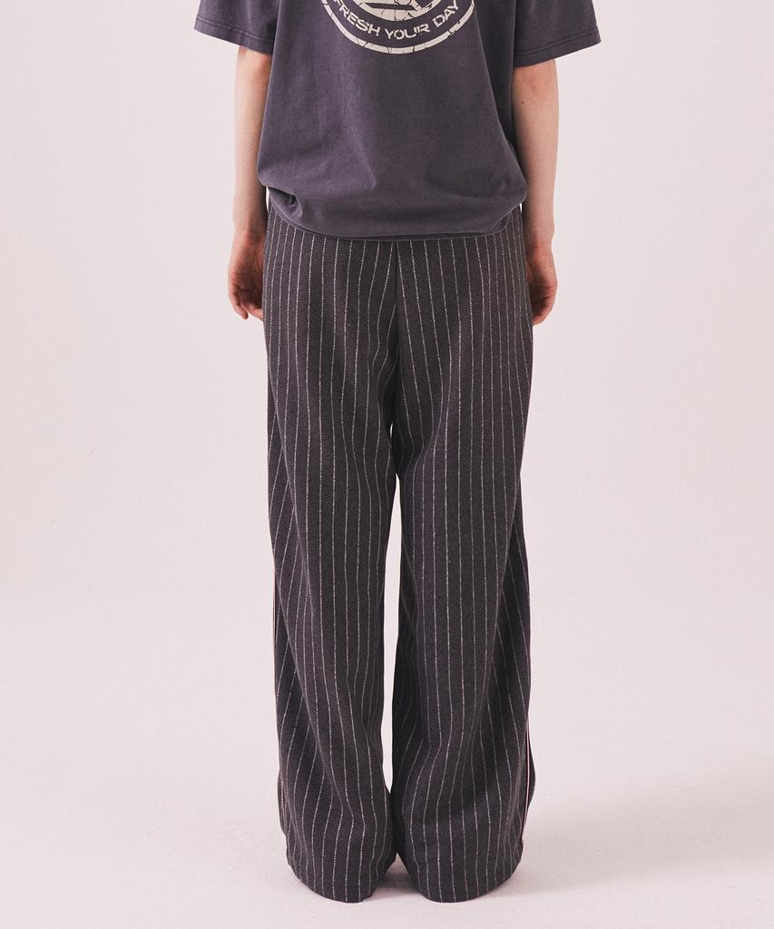 Minasu Mns Pinstripe Wide Brushed Pants_Gray