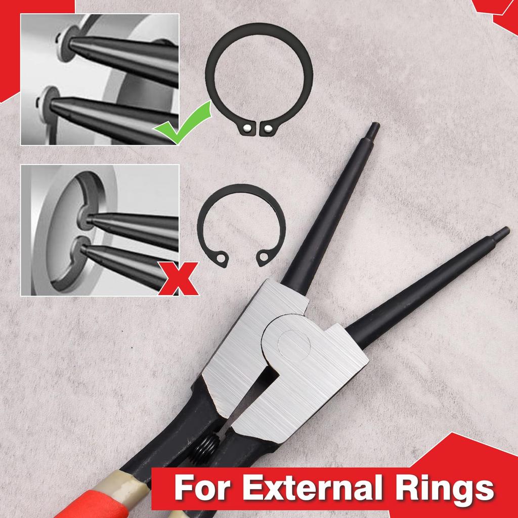 LEONTOOL Snap Ring Long for 3mm Jaw Tip 318mm Overall Straight Dedicated Tool for Removing Snap Rings Pliers, Straight, Type, Shafts, Diameter,