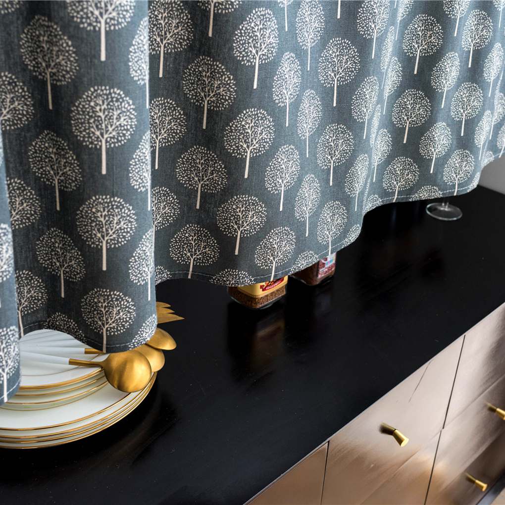 Printed Short Curtain Window Dressing Rod Kitchen Cabinent Door Decorative Valance Half Panels
