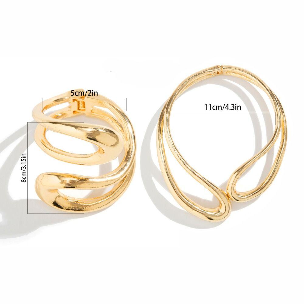 Luxury Geometric Twisted Open Bangles Exaggerated Heavy Cuff Bracelet  Party Jewelry