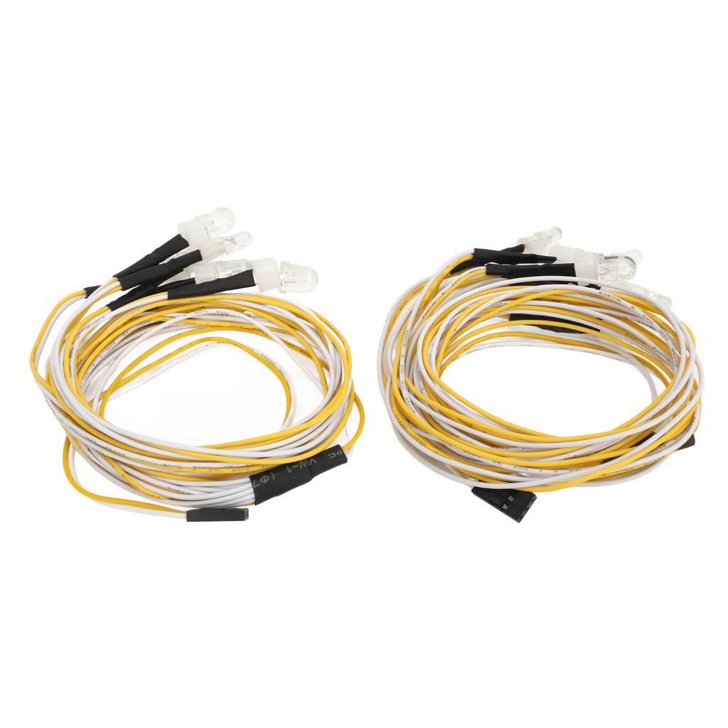 2PCS RC Car Lights Universal 7.4V 8mm Red White 5mm Yellow LEDs RC Car 8LED Lights for Conversion