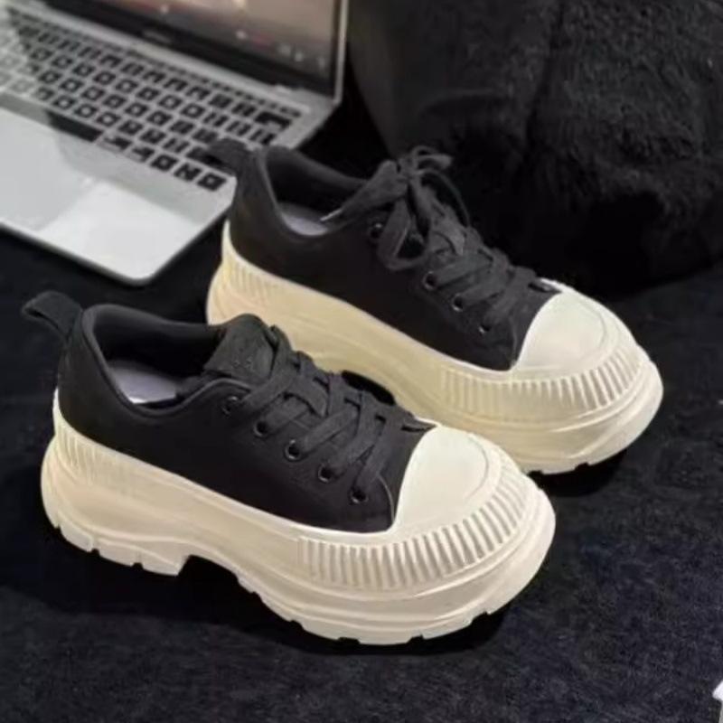 Leather McQueen shoes 2025 autumn new heightened platform lace-up versatile muffin casual breathable dad shoes women
