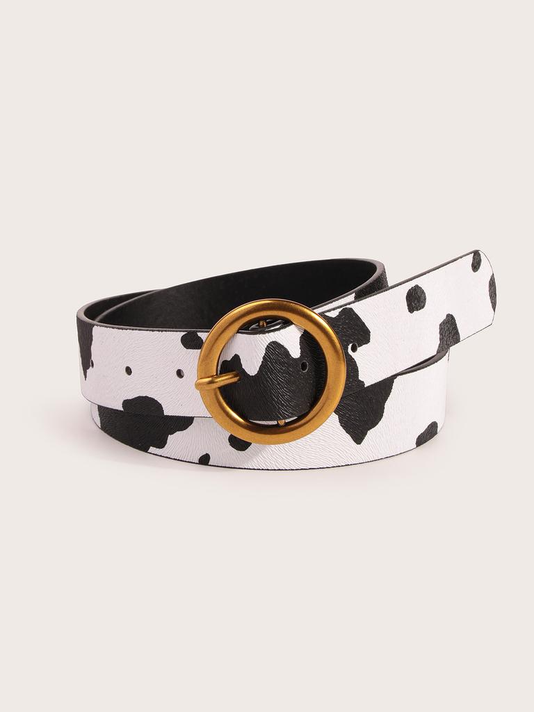 Animal Print Leather Belt For Women With Metal Pin Buckle For Casual Jeans Fashion